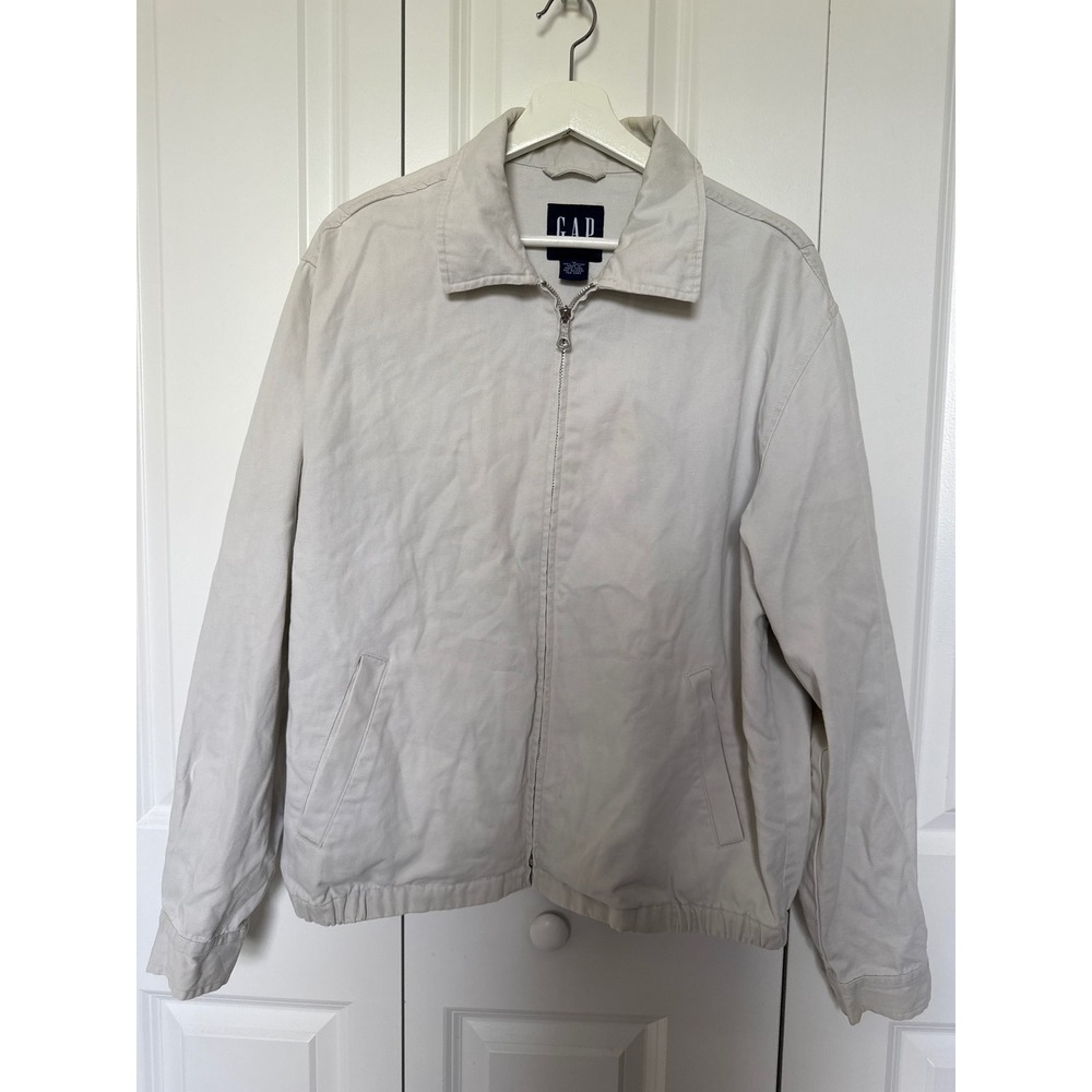 Gap Mens Vintage Harrington Jacket Beige 100% Cotton Full Zip Size M